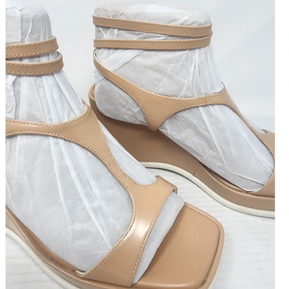 Vince Camuto VC-FETEMEE Tan Leather Platform Wedge‎ Sandals Women 11M 42.5